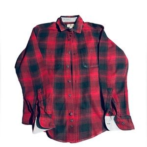 Woolrich Red Black Plaid Button Down Cotton Shirt